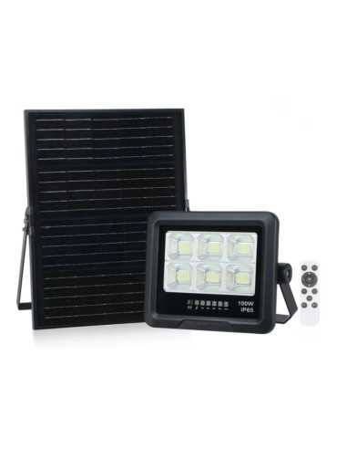 Lampa LED 100W Cu Panou Solar Monocristaline 6500K Si Telecomanda