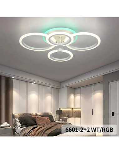 Lustra LED 4 cercuri cu RGB, Telecomanda wifi 2.4G cu lumina rece, calda, neutra, intensitate reglabila